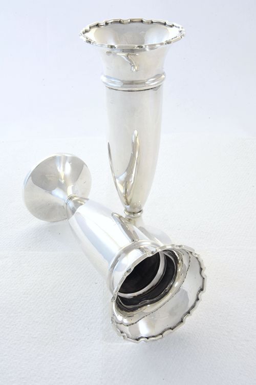 fig 1. Pair of Antique Silver Posy Vases 1914