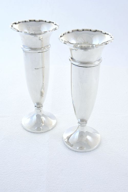 fig 2. Pair of Antique Silver Posy Vases 1914