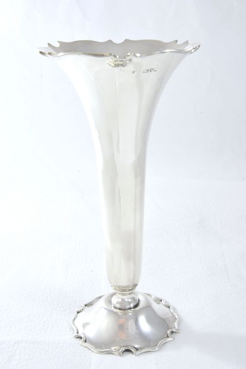 Large Antique Silver Trumpet Vase – Chester 1911