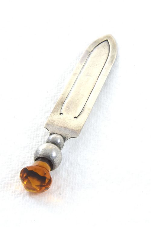 fig 1. Solid Silver Bookmark set with Citrine Stone 1924