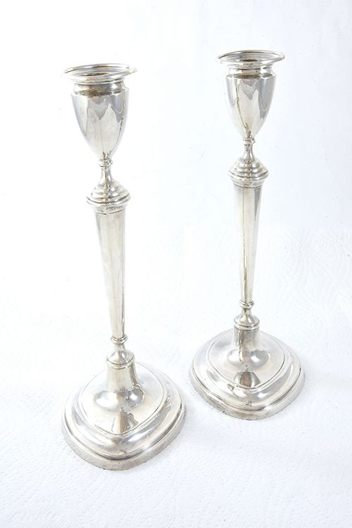 fig 1. Pair of Edwardian Silver Candlesticks 1905