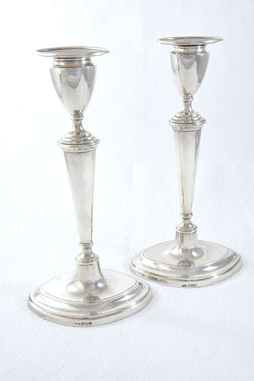 fig 2. Pair of Edwardian Silver Candlesticks 1905