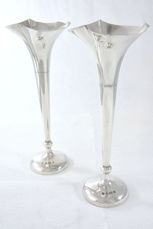 Pair of Large Edwardian Silver Vases 1901