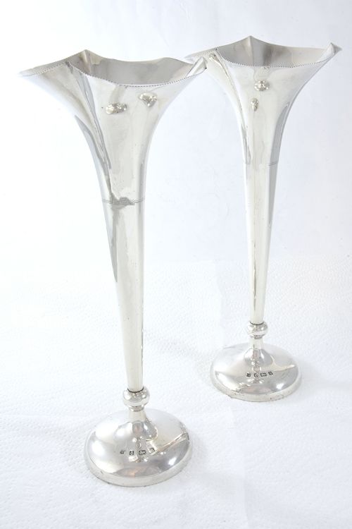 fig 1. Pair of Large Edwardian Silver Vases 1901