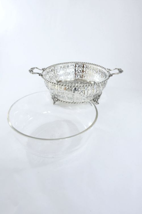 fig 3. Large Pierced Silver Dish with Glass Liner 1926