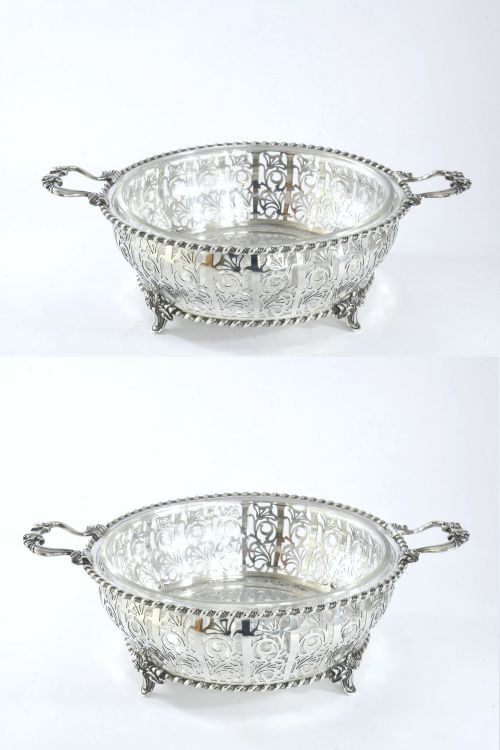 fig 4. Large Pierced Silver Dish with Glass Liner 1926