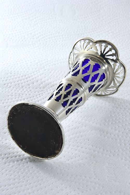 fig 2. Edwardian Silver Posy Vase with Blue Glass Insert 1905