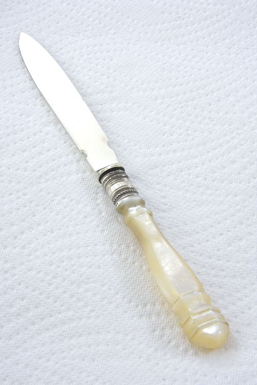 fig 2. Victorian Solid Silver Letter Opener with Mother of Pearl Handle 1860