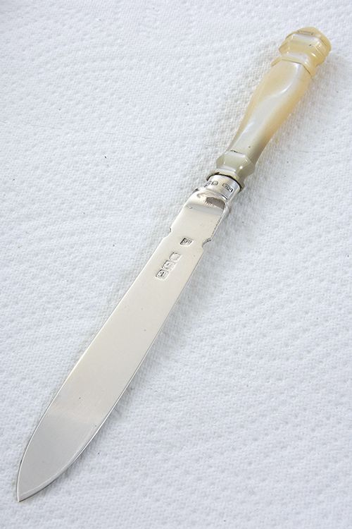 fig 2. Victorian Solid Silver Letter Opener with Mother of Pearl Handle 1896