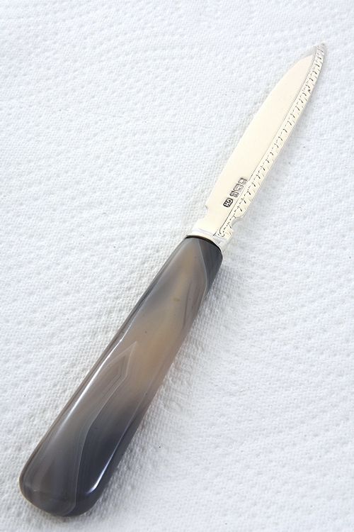 George V Solid Silver Letter Opener with Agate Handle 1912