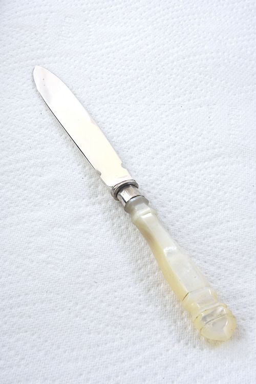 fig 2. Antique Silver Letter Opener with Mother of Pearl Handle - Victorian 1896