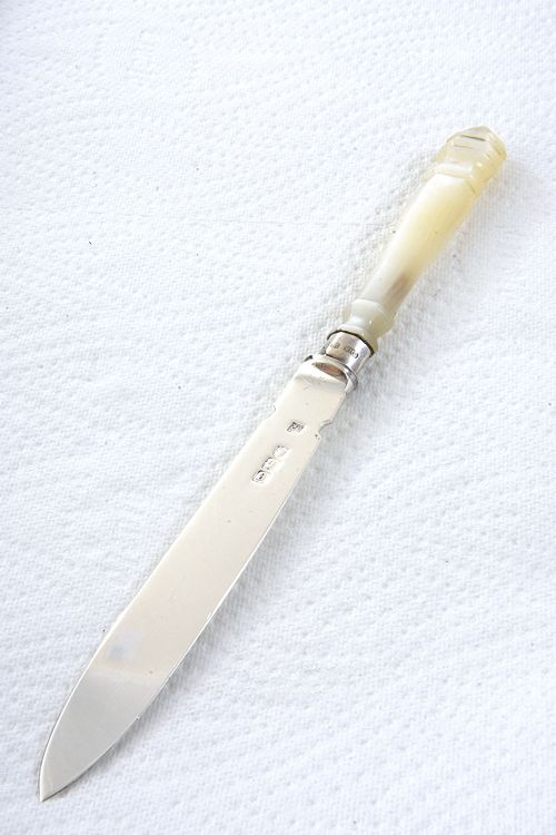 fig 3. Antique Silver Letter Opener with Mother of Pearl Handle - Victorian 1896