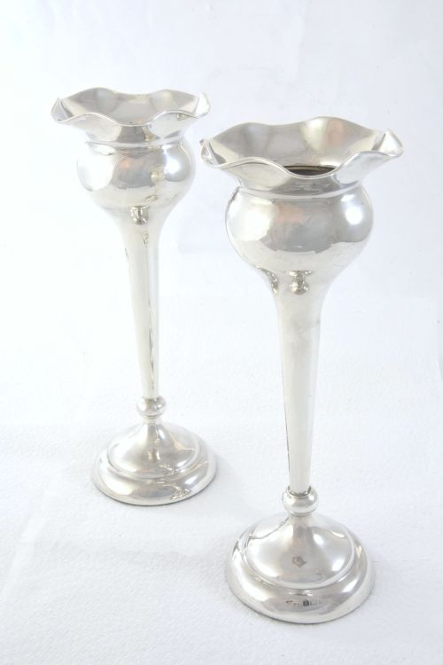 Pair of Silver Art Nouveau Bud Vases 1916