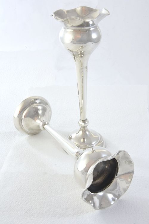 fig 2. Pair of Silver Art Nouveau Bud Vases 1916