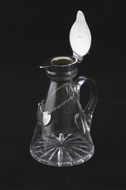 fig 3. Silver Mounted Whisky Noggin with Label 1922