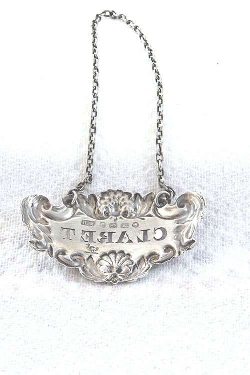 fig 1. Victorian Silver Decanter Label (Claret) 1875