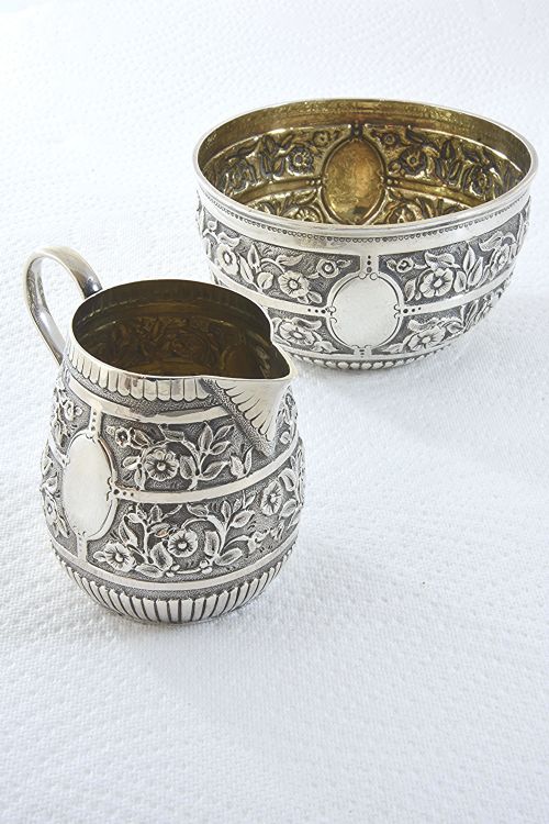 Victorian Silver Cream Jug & Sugar Bowl 1880