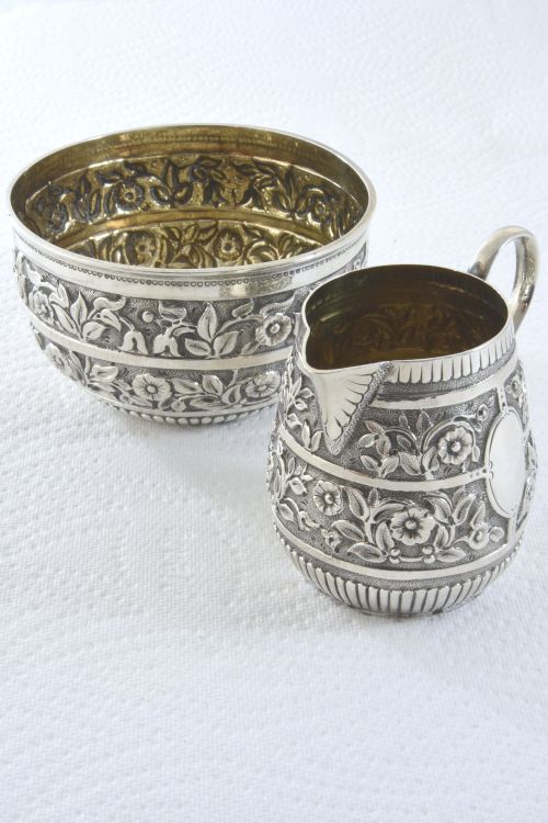 fig 1. Victorian Silver Cream Jug & Sugar Bowl 1880