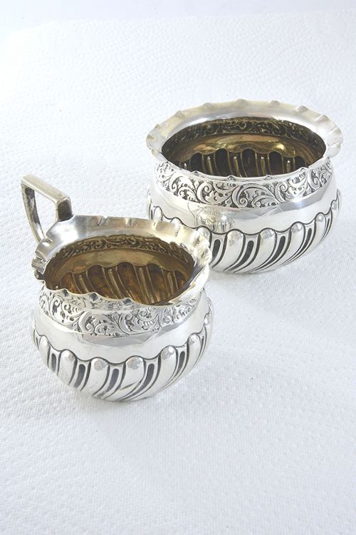 Edwardian Silver Cream Jug & Sugar Bowl 1906
