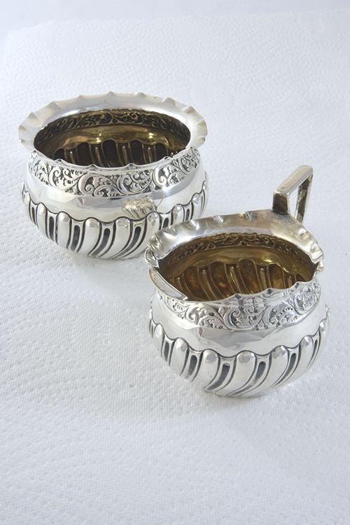 fig 1. Edwardian Silver Cream Jug & Sugar Bowl 1906