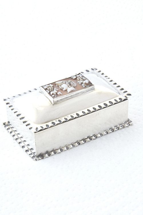 Rare Edwardian Silver Snuff Box with Cameo Insert 1901