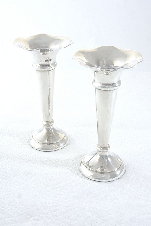 fig 1. Pair of Edwardian Silver Posy Vases 1909
