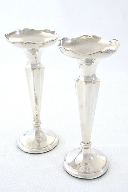 fig 1. Pair of Silver Posy Vases – Chester 1920
