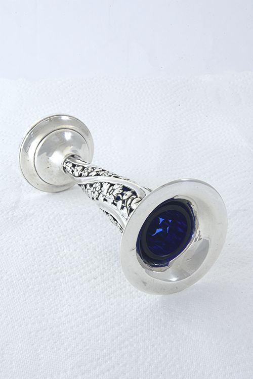 fig 3. Edwardian Silver Posy Vase with Blue Glass Insert 1909