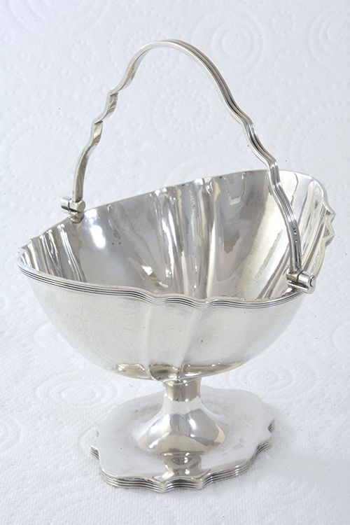 Small Edwardian Silver Swing Handle Basket 1906