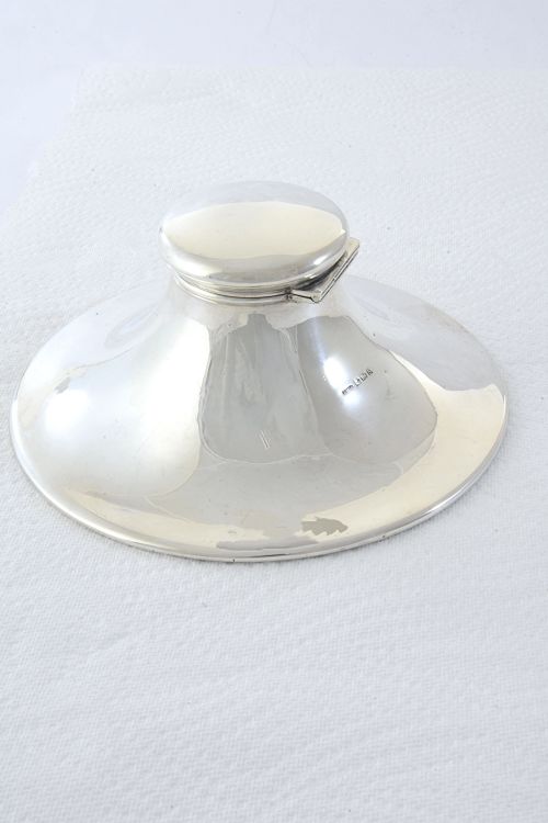 fig 1. Large Edwardian Silver Capstan Inkwell 1906