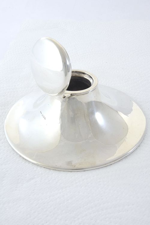 fig 2. Large Edwardian Silver Capstan Inkwell 1906