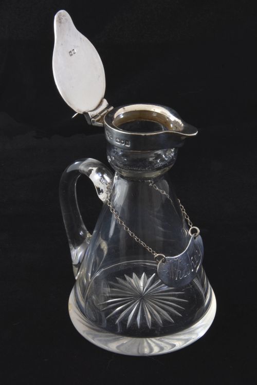 fig 3. Edwardian Silver Mounted Whisky Noggin & Label 1908