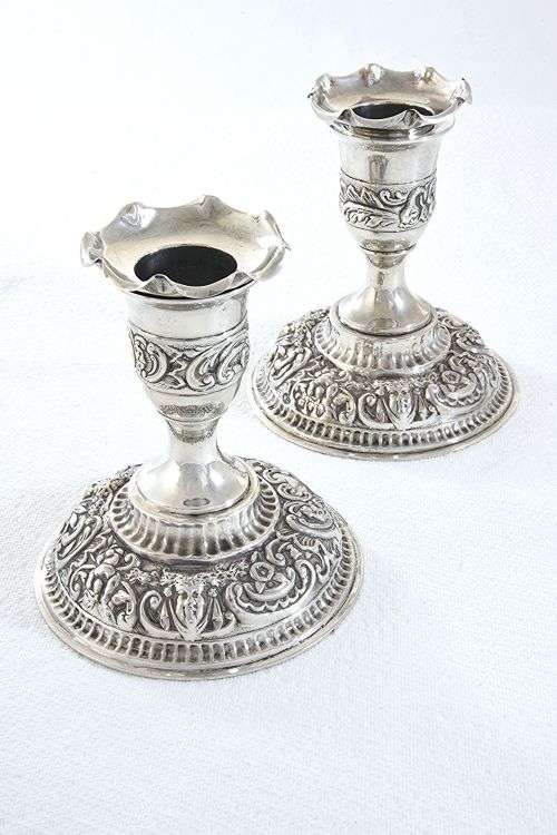 fig 1. Pair of Victorian Silver Candlesticks 1895