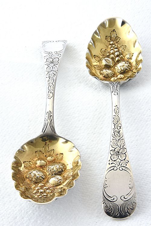fig 1. Pair of George II Silver Berry Spoons 1755 (Boxed)
