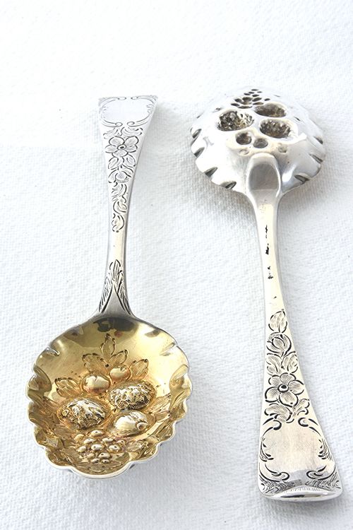 fig 2. Pair of George II Silver Berry Spoons 1755 (Boxed)
