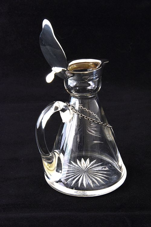 fig 3. Edwardian Silver Mounted Whisky Noggin & Label 1908