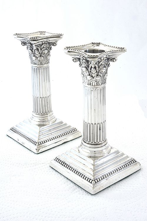 Pair of Victorian Silver Candlesticks 1890