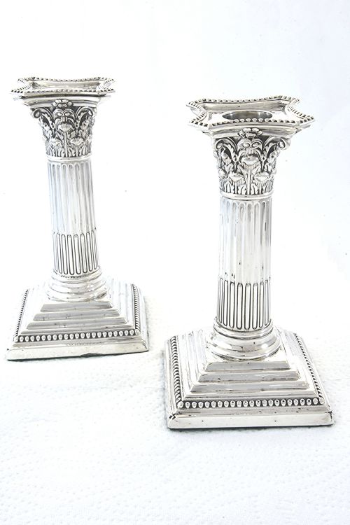 fig 1. Pair of Victorian Silver Candlesticks 1890