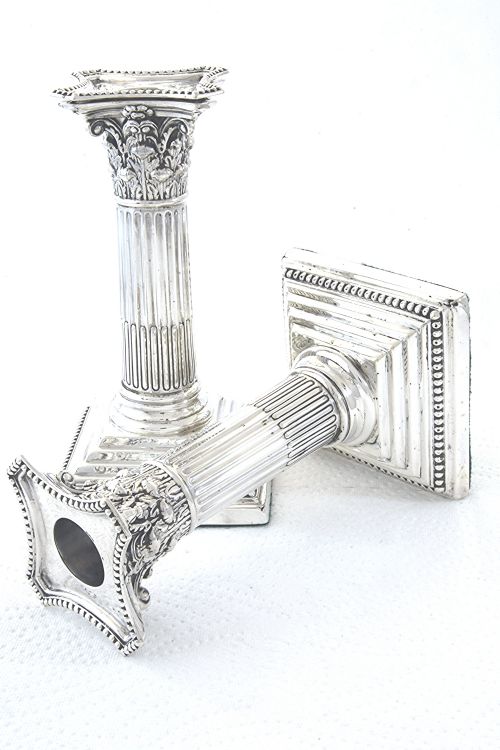 fig 3. Pair of Victorian Silver Candlesticks 1890