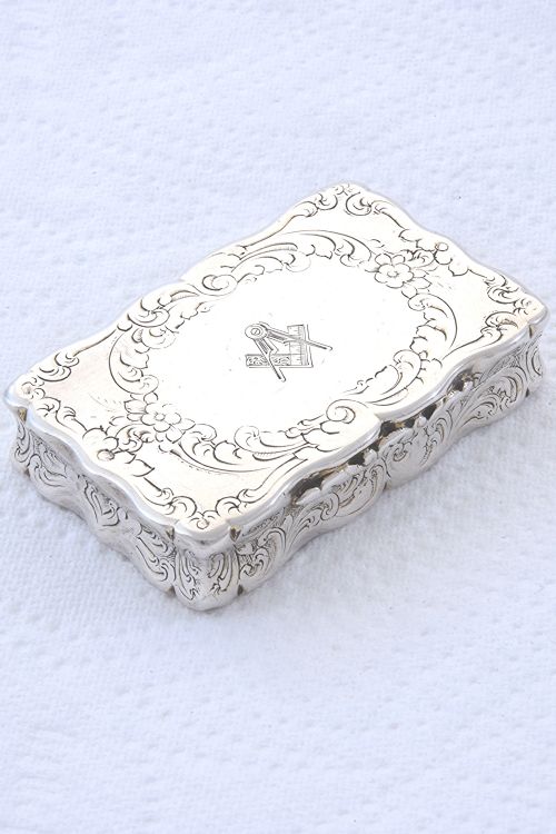 Victorian Silver Snuff Box 1855 – Masonic Engraving