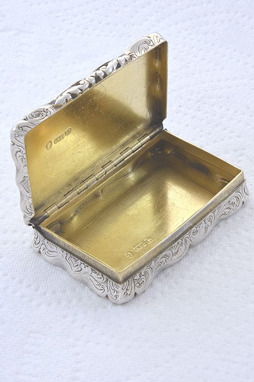 fig 2. Victorian Silver Snuff Box 1855 – Masonic Engraving