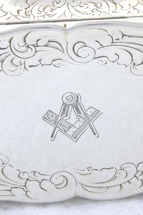 fig 5. Victorian Silver Snuff Box 1855 – Masonic Engraving