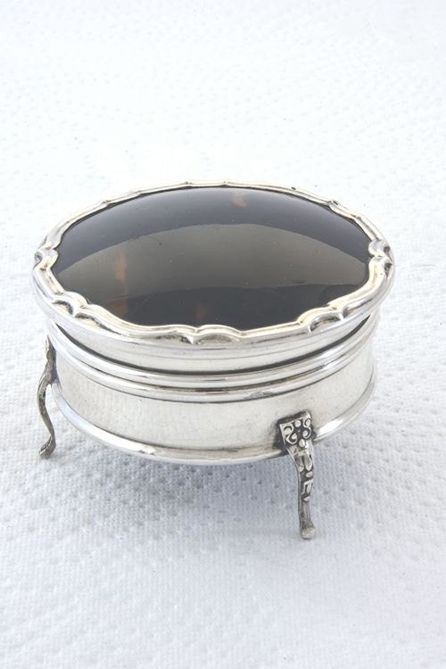 Antique Silver & Tortoiseshell Trinket Box 1920