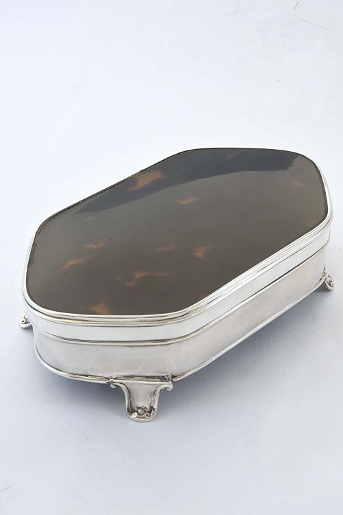 fig 2. Antique Silver Trinket Box with Tortoiseshell Lid 1923
