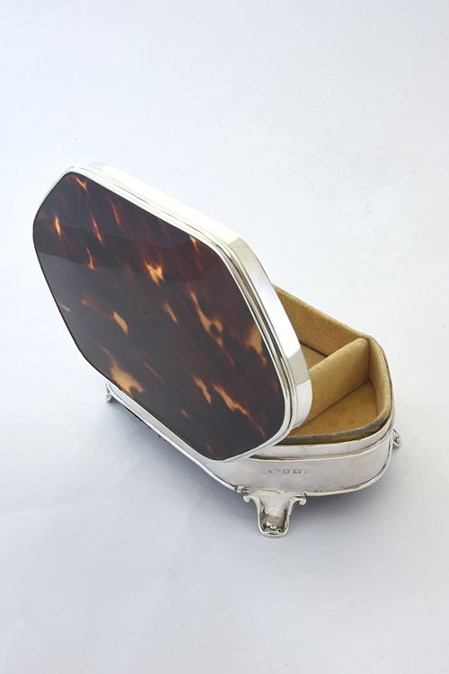 fig 3. Antique Silver Trinket Box with Tortoiseshell Lid 1923