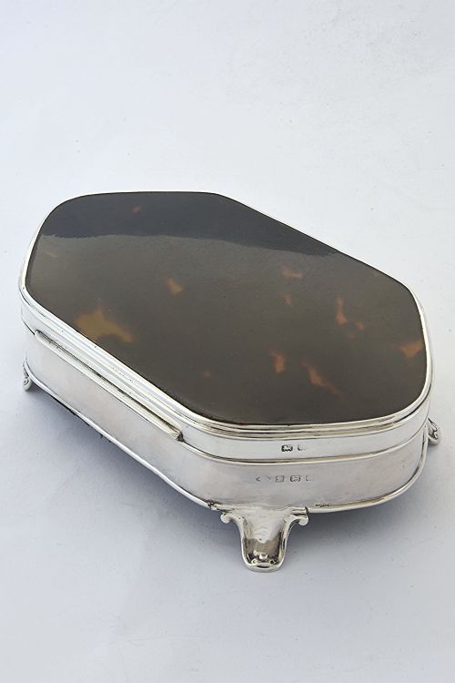 fig 4. Antique Silver Trinket Box with Tortoiseshell Lid 1923