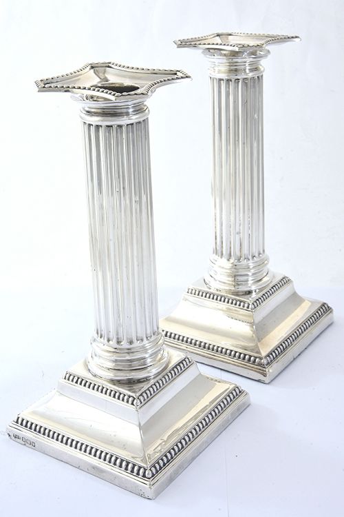Pair of Silver Edwardian Candlesticks 1908