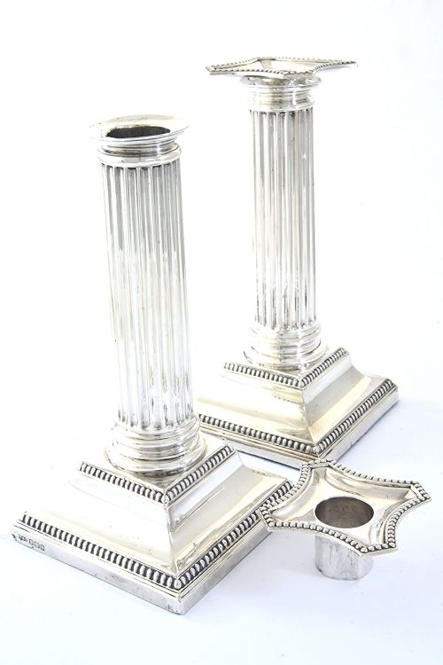 fig 1. Pair of Silver Edwardian Candlesticks 1908