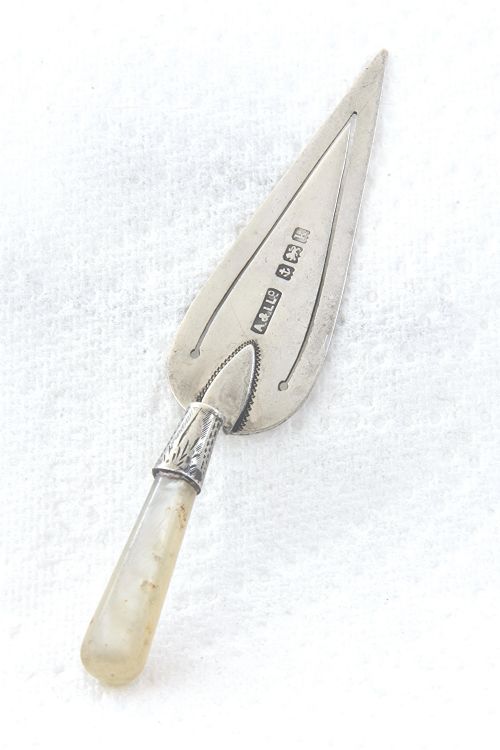 fig 1. Edwardian Silver Trowel Bookmark 1909