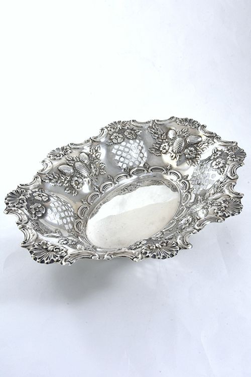 fig 1. Large Victorian Embossed Silver Dish 1897